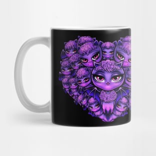 Purple Bat Cat Heart Mug